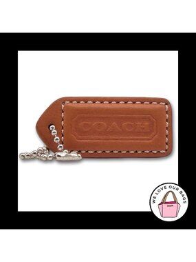 New 2" Y2K VINTAGE COACH Saddle Brown Leather Fob Bag Charm Keychain Hang Tag
